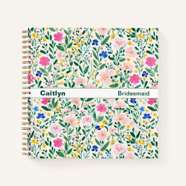 Maximalist Wildflower Floral Square Notebook (Front)