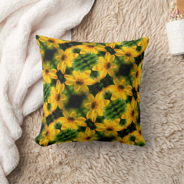 Maximilian Sunflower Floral Abstract Pattern Throw Pillow (Blanket)