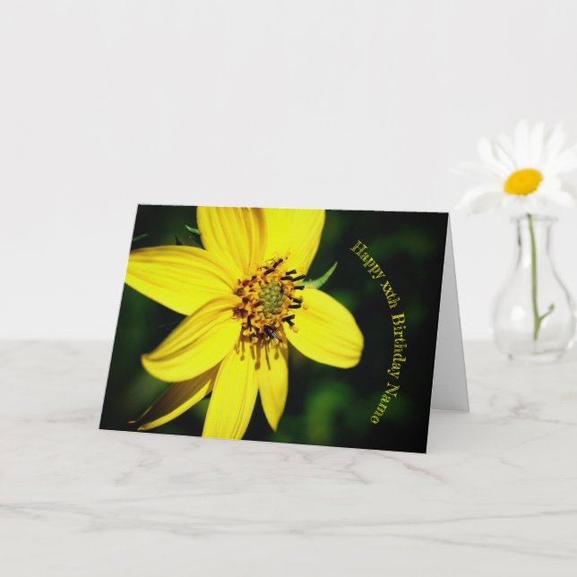 Maximilian Sunflower Floral Personalized Birthday  Card (Small Plant)