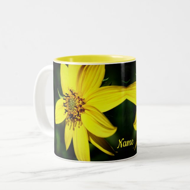 Maximilian Sunflower Flower Personalized Two-Tone Coffee Mug (Front Left)