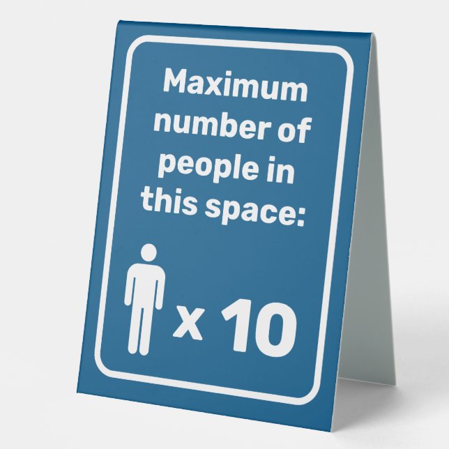 Maximum Number of People Table Tent (Front)