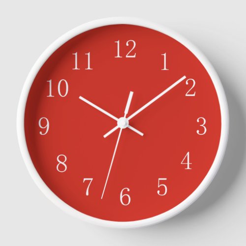 Maximum Red with White Hands Numbers Frame Clock