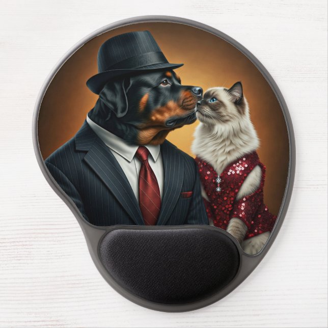Maximus the King Rottie with his girlfriend Cat Gel Mouse Pad (Front)