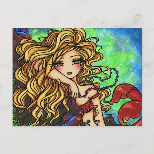 Maxine Mermaid Beta Fish Fantasy Art Postcard