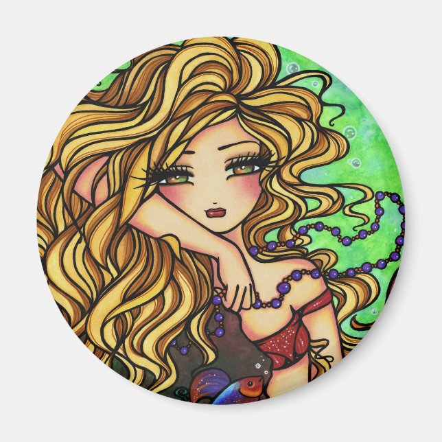 "Maxine" Mermaid Beta Fish Fantasy Fairy Art Magnet (Front)