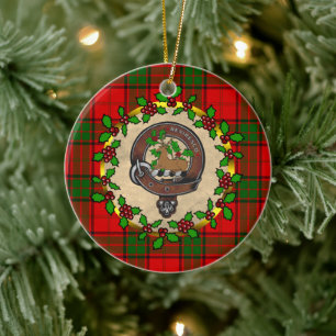 Maxwell Clan Badge & Tartan Personalized Christmas Ceramic Ornament
