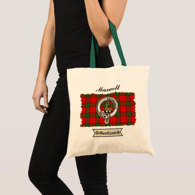 Maxwell Clan Badge & Tartan Tote Bag (Front (Product))