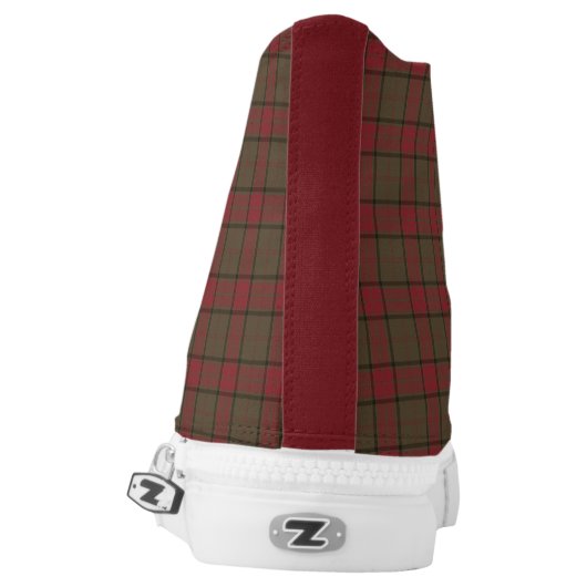 Maxwell Clan Hunting Tartan Red and Brown Hi-Top (Left Shoe Back)