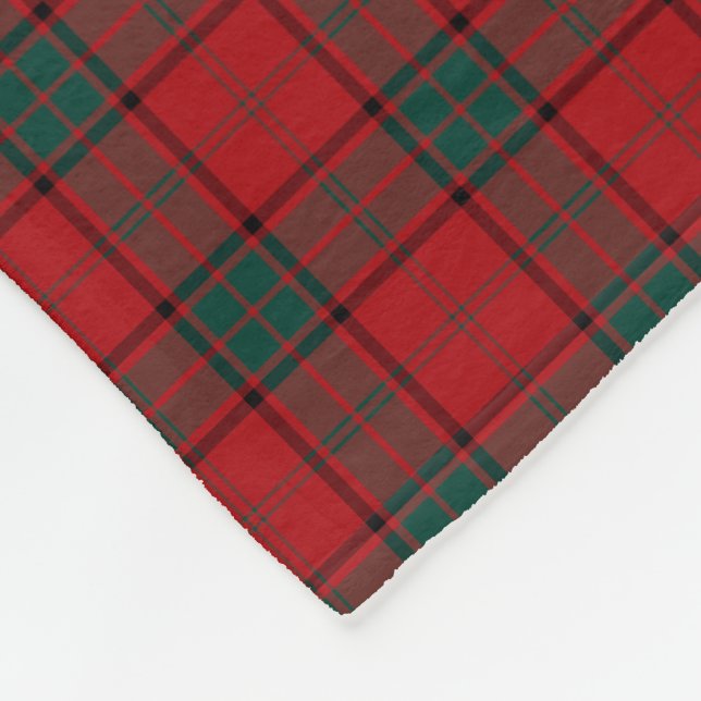 Maxwell Clan Tartan Red Plaid Fleece Blanket (Corner)
