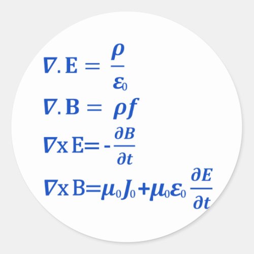 Maxwell Equation Classic Round Sticker