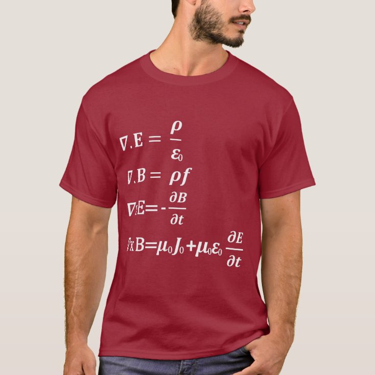 Maxwell Maths Physics Equation T Shirt Zazzle 8781