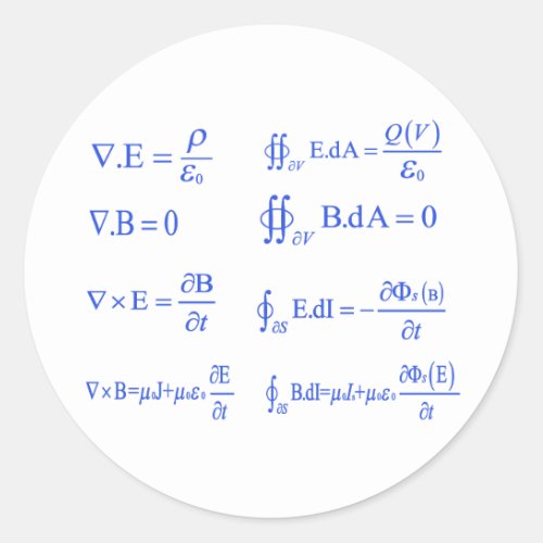 maxwell physics equation classic round sticker