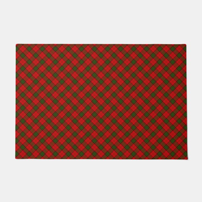 Maxwell tartan red green plaid doormat (Front)