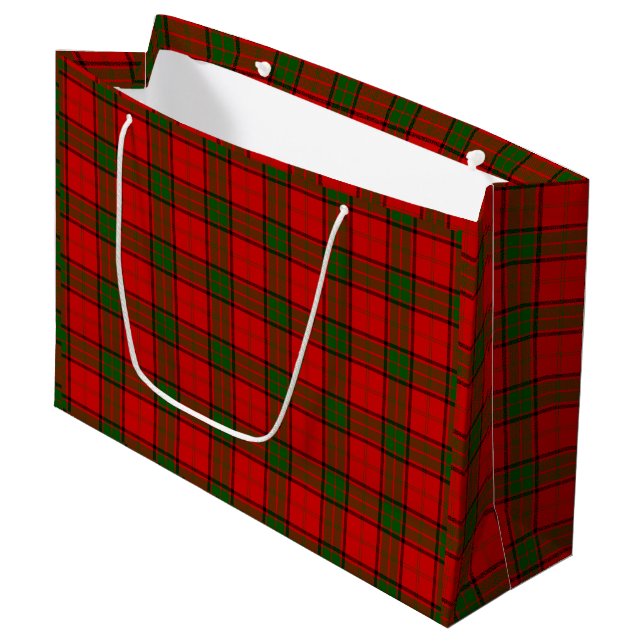Maxwell tartan red green plaid large gift bag (Front Angled)
