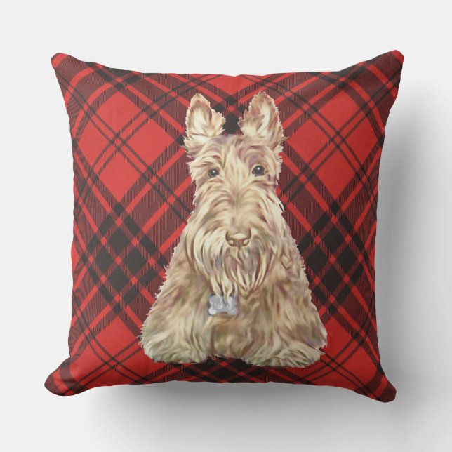 Maxwell Tartan Scottie Throw Pillow (Front)