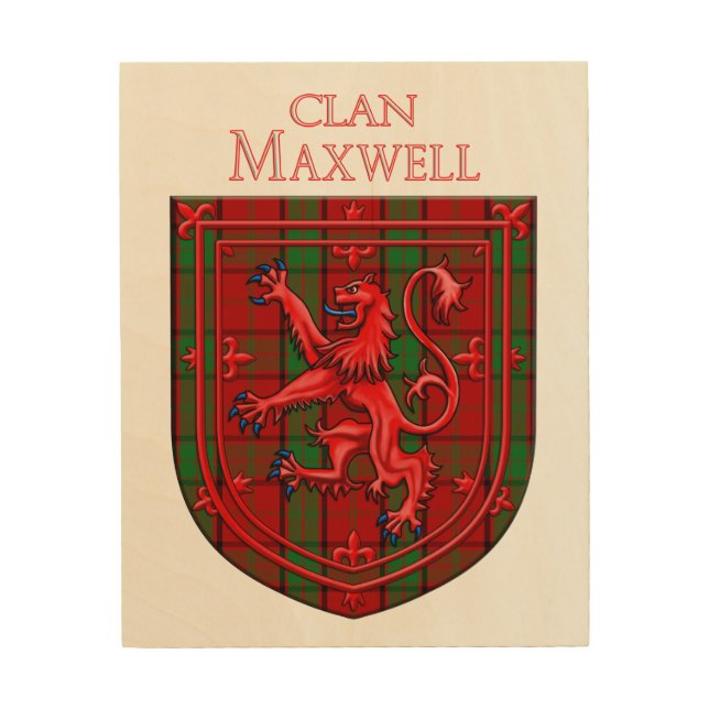 Maxwell Tartan Scottish Plaid Lion Rampant Wood Wall Art (Front)