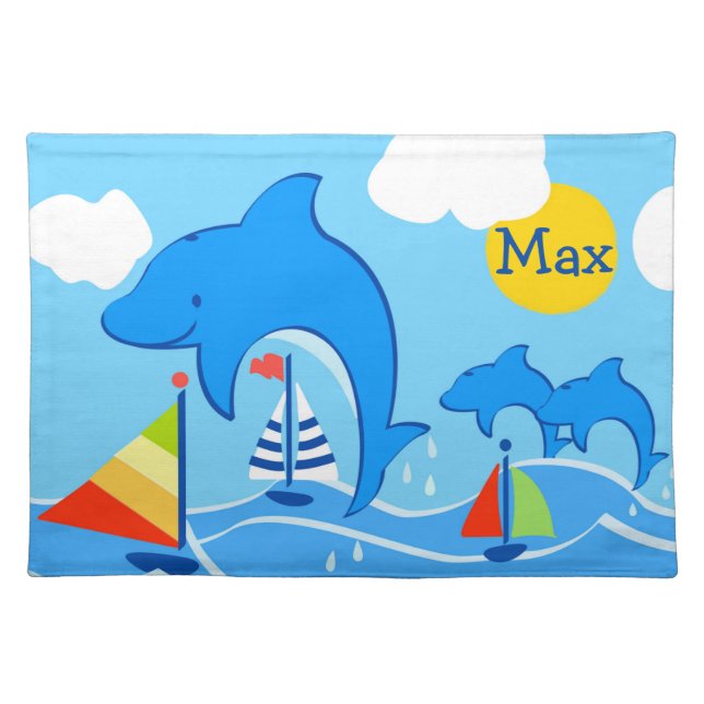 Maxwell the Dolphin Cotton Placemat (Front)