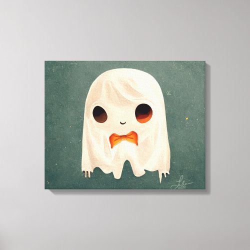 Maxwell The Friendly Ghost  Cute Halloween Art Canvas Print