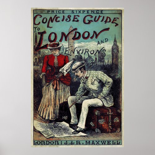 Maxwells Concise Guide to LONDON 1885 Poster