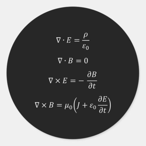 MaxwellS Equations Classic Round Sticker