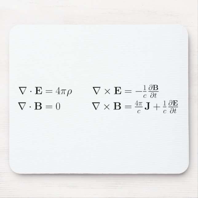 Maxwell's equations, differential form, cgs mouse pad (Front)