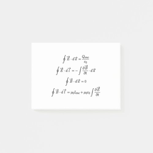 Maxwells Equations Integral Form Science and Math Post_it Notes