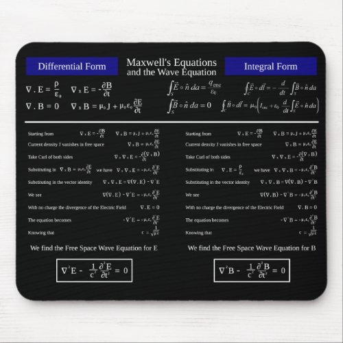 Maxwells Equations  the Wave Equation Mouse Mat