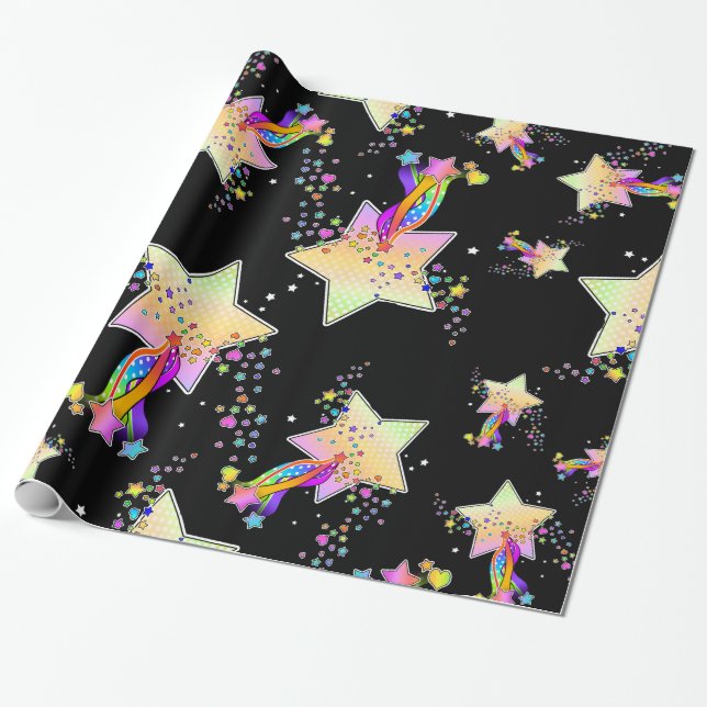 Maxxed Pop Art Star Lamps Wrapping Paper (Unrolled)