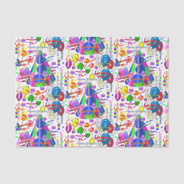 May, 12 Birthday Tissue Paper (Front)