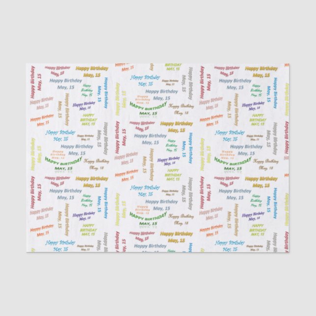 May, 15 Birthday Tissue Paper (Front)