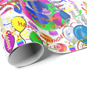 May, 16 Birthday Gift Wrapping Paper