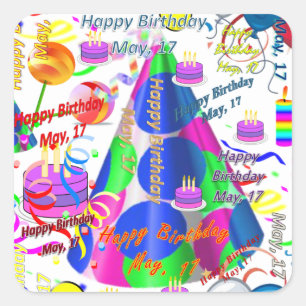 May, 17 Kids Birthday Stickers