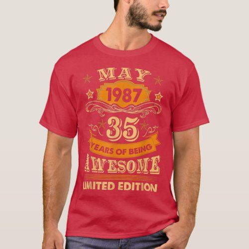 May 1987 Vintage 35Th Birthday 35 Year Old Gifts  T_Shirt