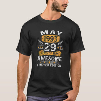 May 1993 Vintage 29Th Birthday 29 Year Old Gifts F T-Shirt