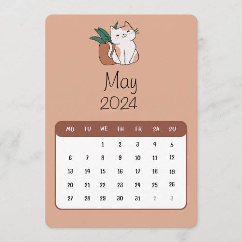 May 2024 Stand Alone Cat And Plant Calendar