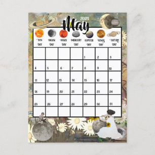 May 2025 Monthly Calendar Astrological Days Postcard