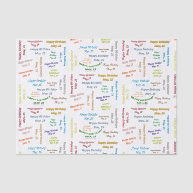 May, 25 Birthday Tissue Paper (Front)