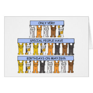 May 26th Birthday Cute Cartoon Cats Cards
