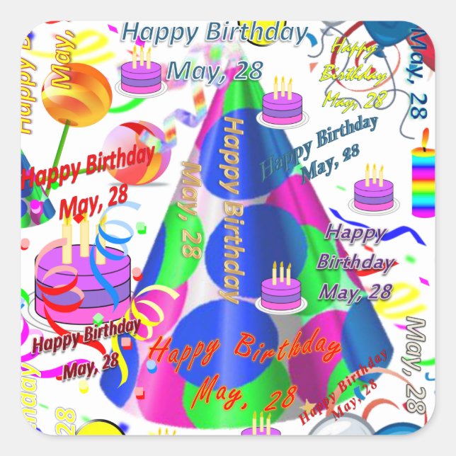 May, 28 Kids Birthday Stickers (Front)