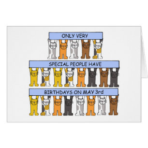 May 3rd Birthday Cartoon Cats Cards