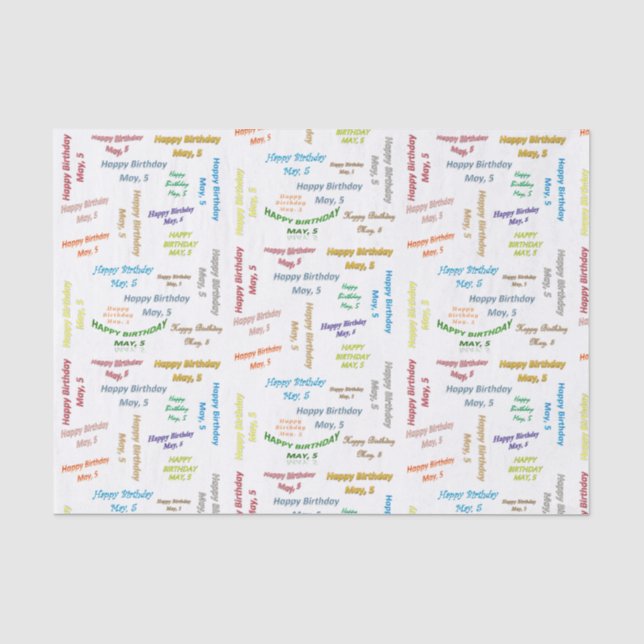 May, 5 Birthday Tissue Paper (Front)
