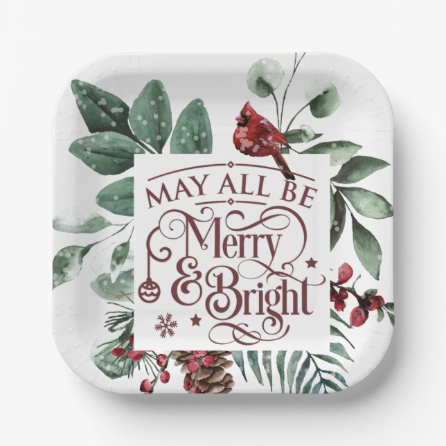 May All Be Merry & Bright Paper Plates (Front)