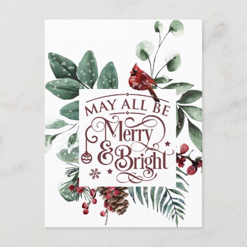 May All Be Merry  Bright Postcard