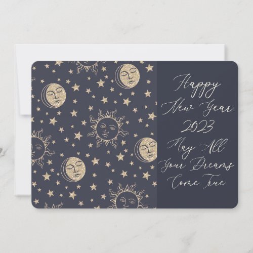  May All Your Dreams Come True Cute Happy New Year Thank You Card