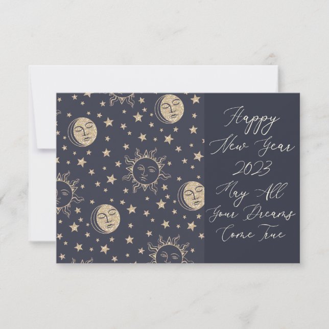  May All Your Dreams Come True Cute Happy New Year Thank You Card (Front)