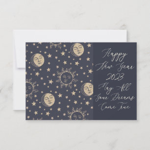 May All Your Dreams Come True Cute Happy New Year Thank You Card