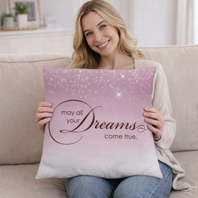 May All Your Dreams Come True Light Puple Glitter Throw Pillow (Creator Uploaded)