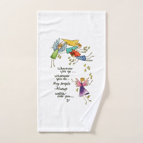 May Angels Always Watch Over You drawing Hand Towel