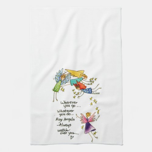 May Angels Always Watch Over You drawing  Kitchen Towel