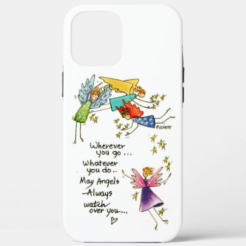 May Angels Always Watch Over You drawing Pers  2 iPhone 12 Pro Max Case